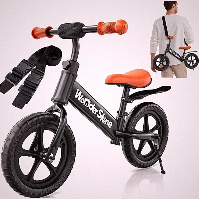 12" Toddler Balance Bike with Adjustable Seat & Handlebar, No-Pedal Kids Bicycle