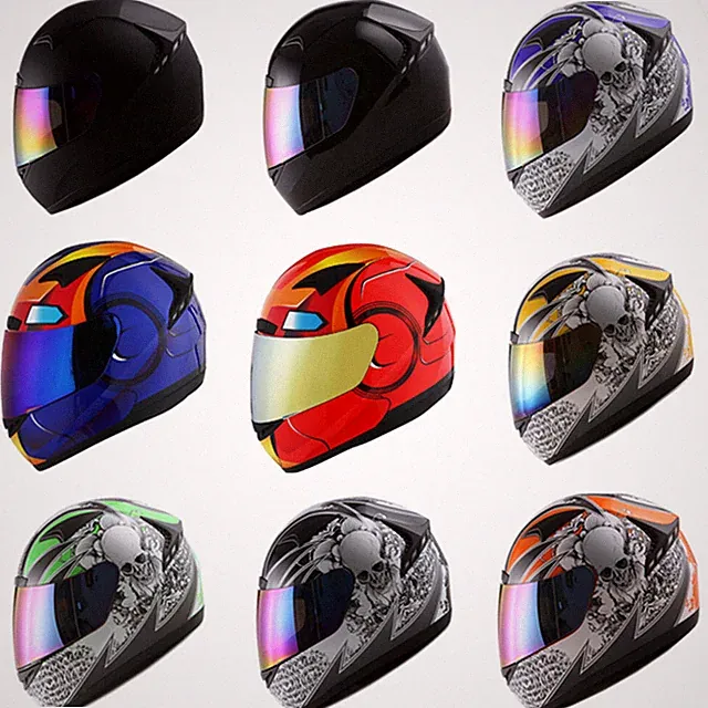 1STORM HG335 MOTORCYCLE BIKE FULL FACE HELMET BOOSTER SKULL IRON MAN BLUE RED