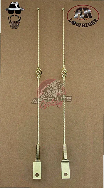 2 F&R VINTAGE LOWRIDER 32" LONG CAGE TWISTED BICYCLE GOLD ANTENNA (SHOW PART).