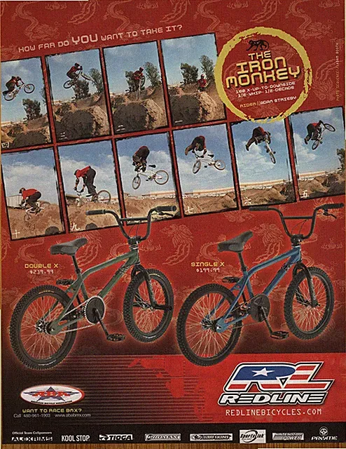 2002 RL Redline Bicycle Print Ad/Poster Single Double X BMX Bike Iron Monkey Art