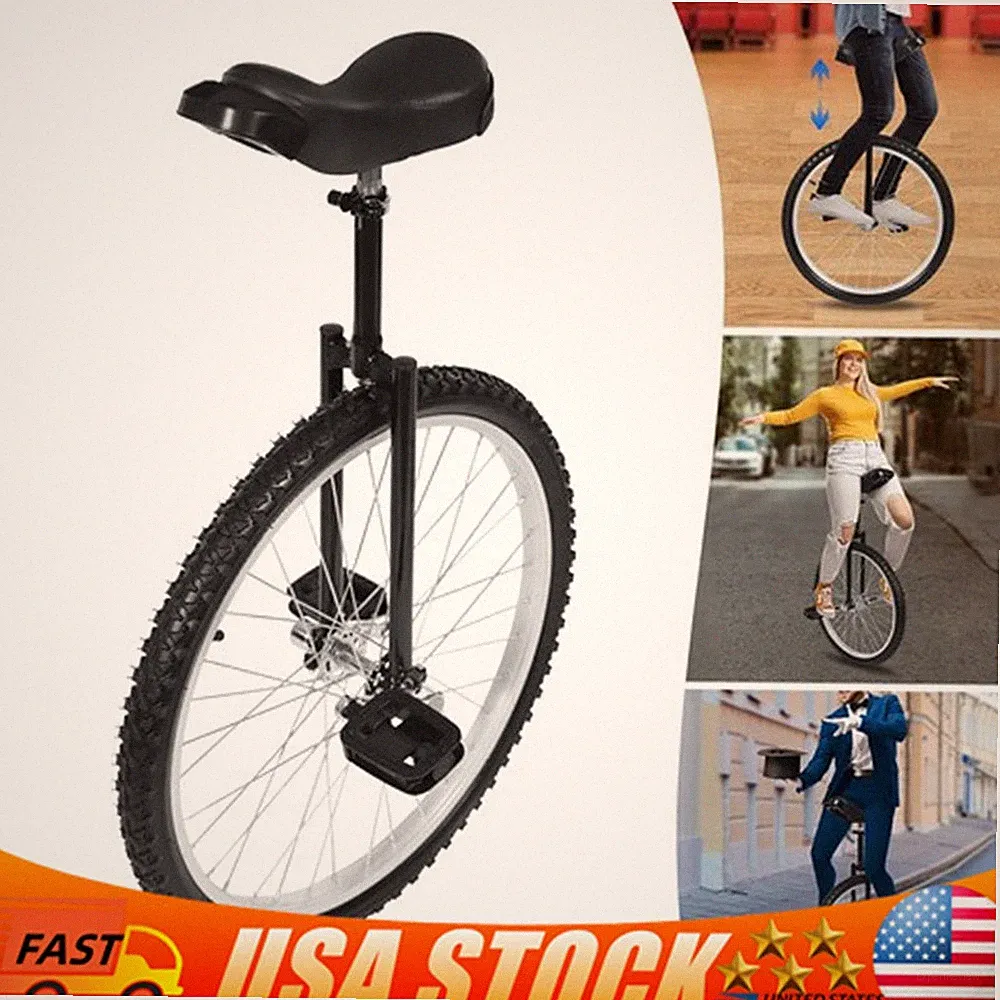 24 In Unicycle Adjustable Height Ride Bike Unisex Adult Steel Frame Bicycle
