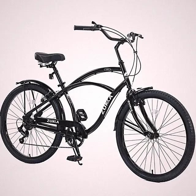 26 Inch Beach Cruiser Bike 7 Speed Hybird Cruiser Bike Steel Frame for Men Women