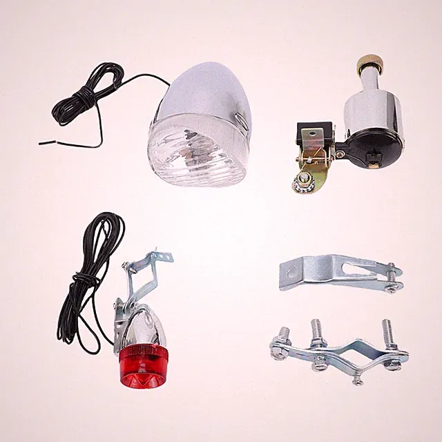 6W Friction Dynamo Bike Light Set, Head & Tail Lamp for Road & Mountain Bikes