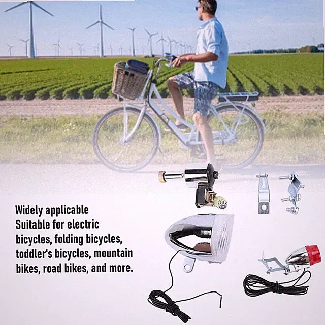 All-Weather Bike Headlight Taillight Generator Kit Durable Iron Construction