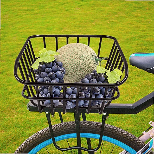 Bicycle Basket Bicycle Rear Mesh Basket W/ Water-prevention Cover Luggage Net