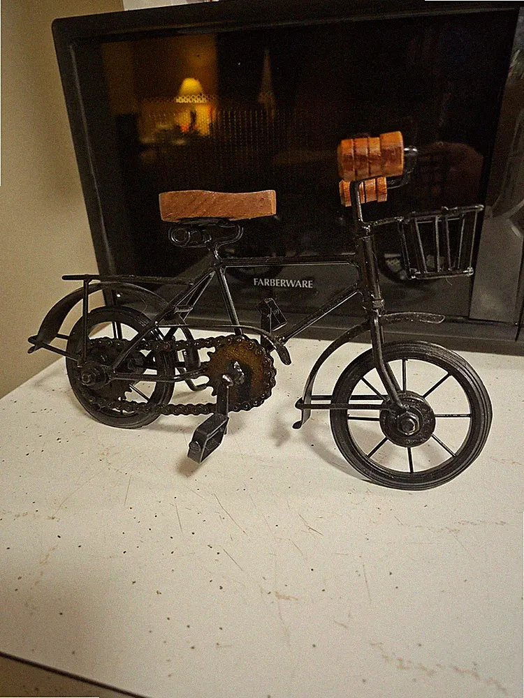 Bicycle Decor Black Iron and Wood, Tabletop Decor office, home