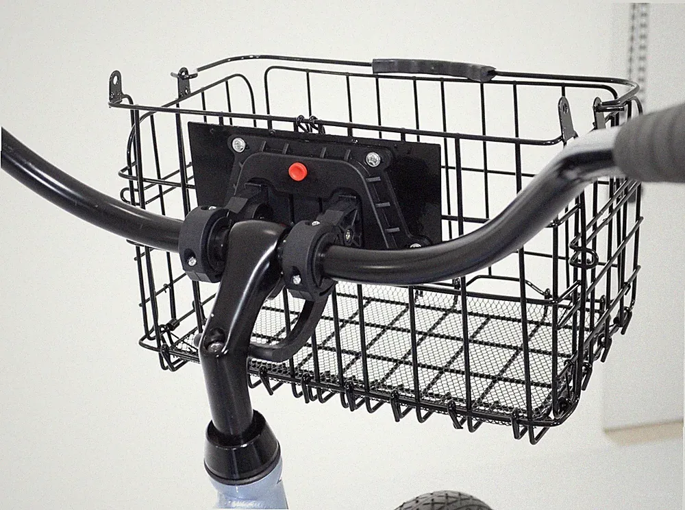 Bicycle Handlebar Basket Folding w/Quick Release Mount Gloss Powder Coat Black