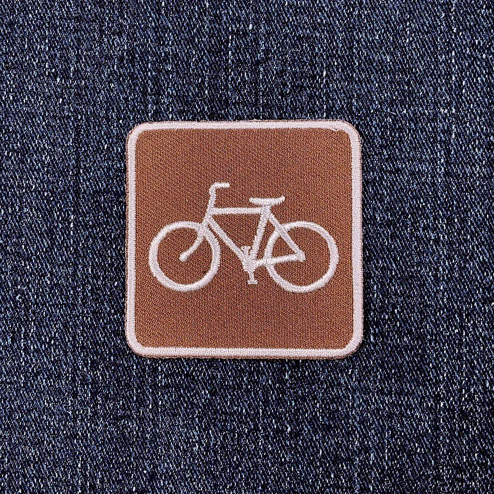 Bicycle Patch - Embroidered Bike Trail Sign Badge 2" (Iron On)