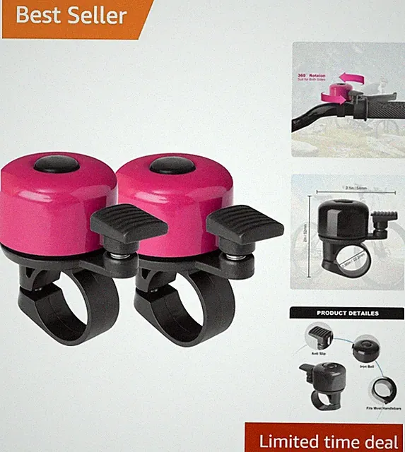 Bike Bell 2 Pack: Loud Melodious Safety Bells for Kids & Adults - Classic Design