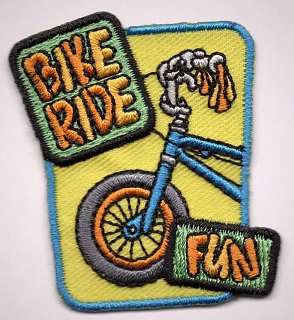 BIKE RIDE FUN Iron On Patch Bicycle Sport