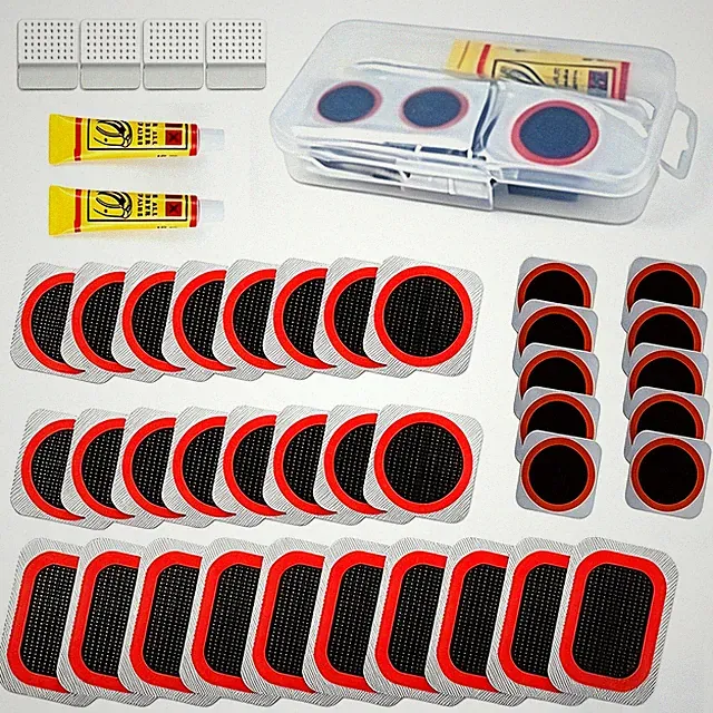 Bike Tire Repair Kit - Vulcanizing Patches, Professional Tube Fix Tool Set