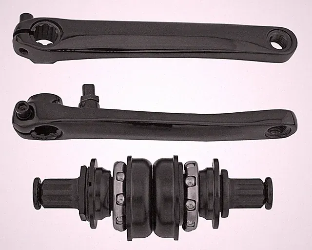 Black 3 Piece Crankset 175mm Steel w/American USA BB 19mm Spindle Single Speed.
