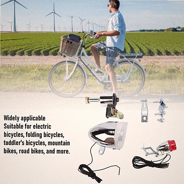 Complete Bicycle Safety Light Kit with Generator Headlight &Tail Light Included