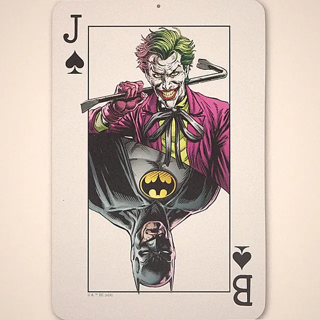 DC Comics Batman and Joker Dual Playing Card Metal Sign - Batman and Joker Wa...