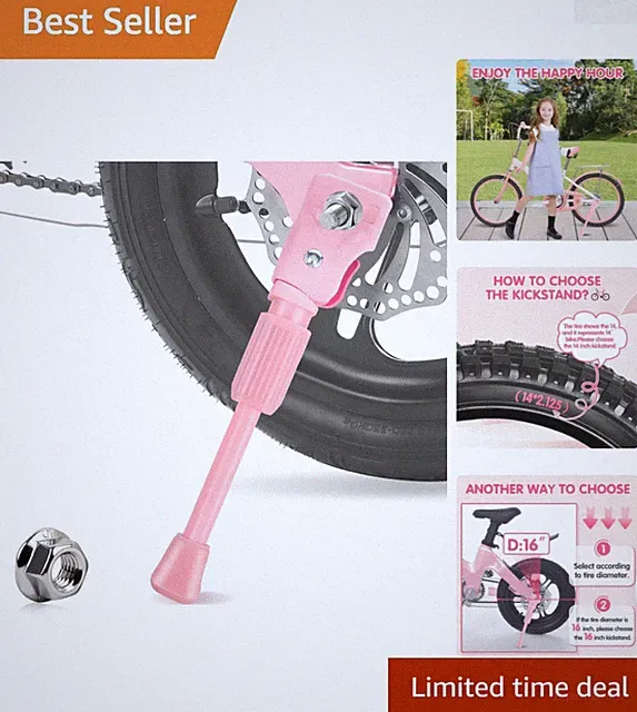 Durable Non-Adjustable Kickstand for Kids 12-Inch Bikes - Anti-Slip Design