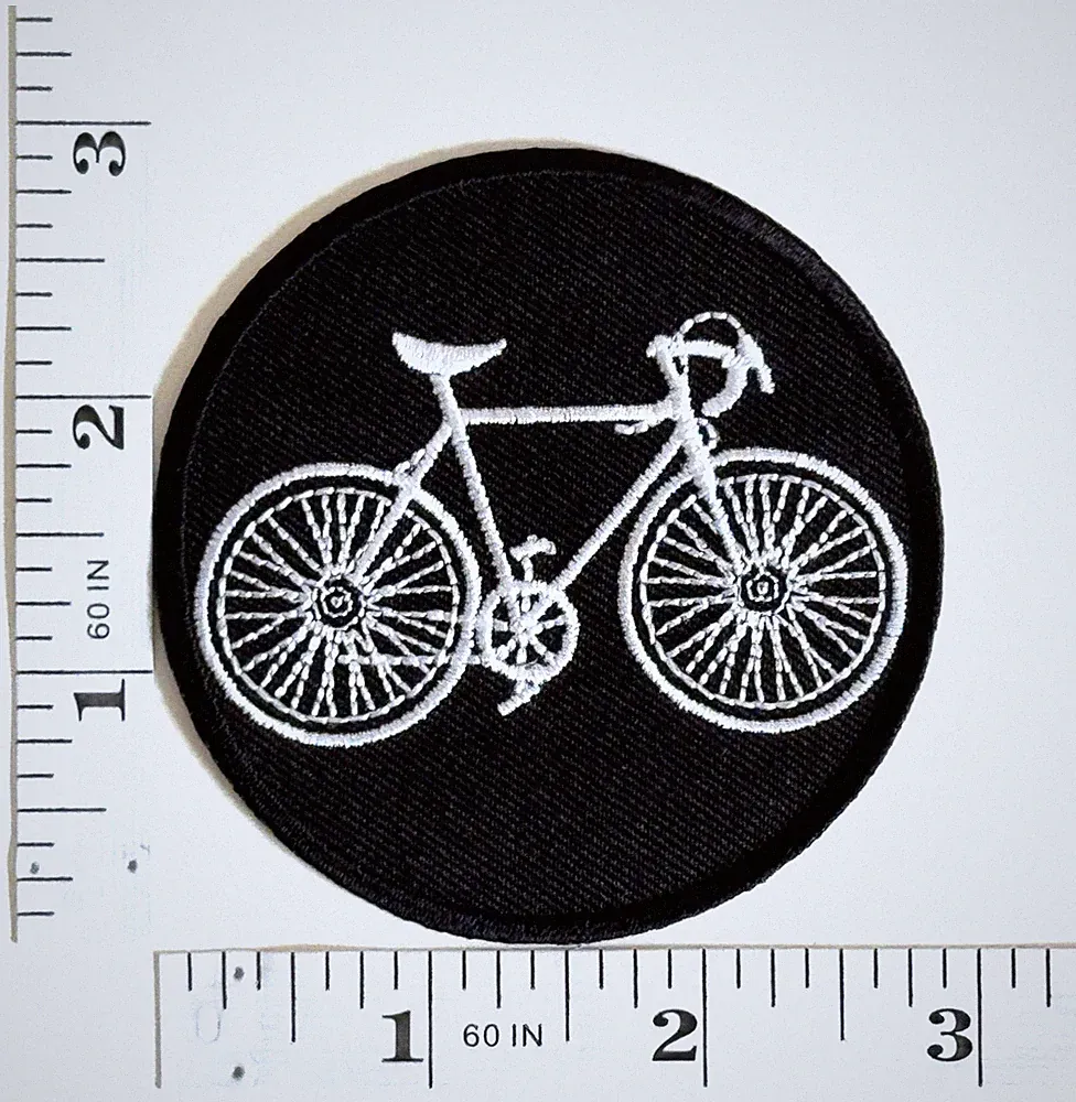 Embroidered Patch - Bicycle - Classy Black and White Bike - NEW - Iron-on