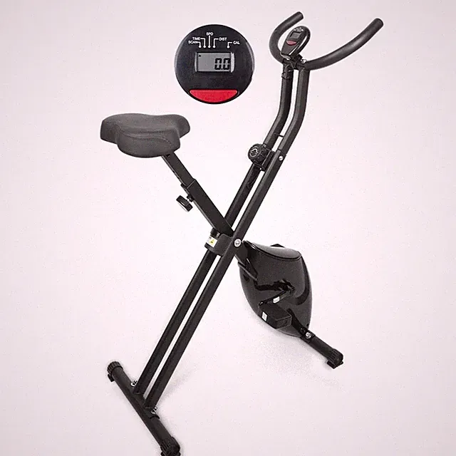 Evoland Folding Upright Stationary Bike – Magnetic 8-Level Resistance, Home Gym