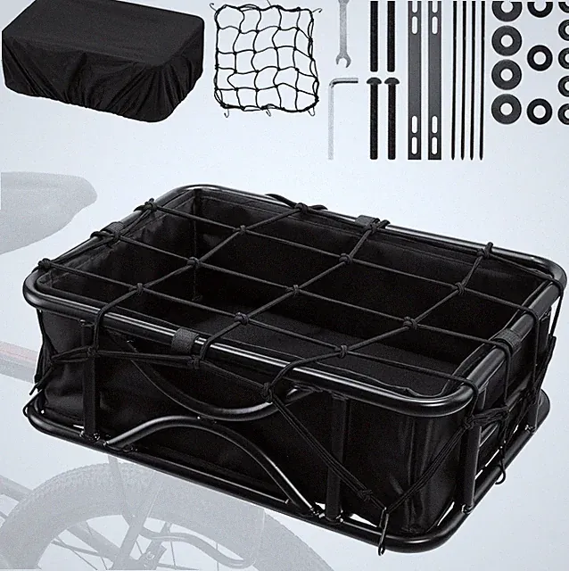 Heavy Duty Rear Bike Basket for Adults, Bicycle Cargo Basket with Removable Line