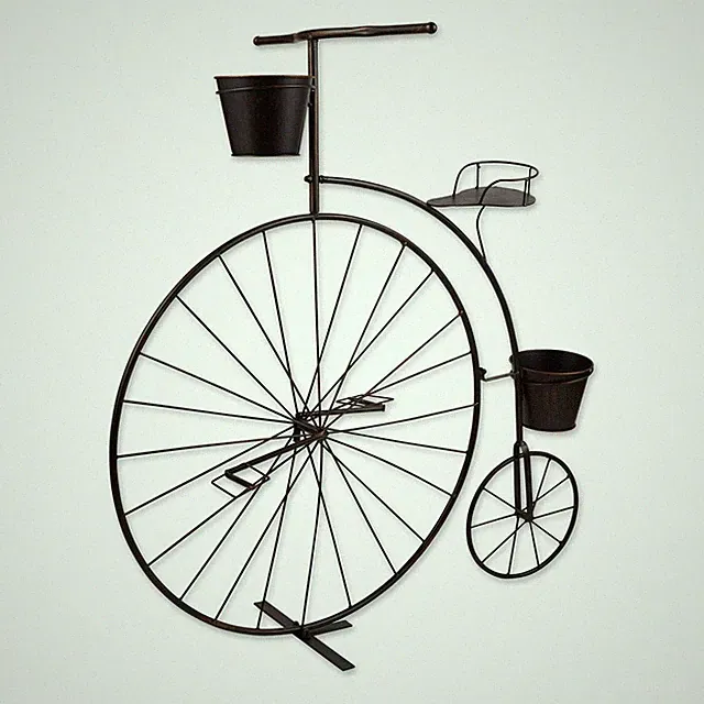 HOME GARDEN DECOR OLD FASHIONED BLACK BICYCLE PLANT STAND IRON