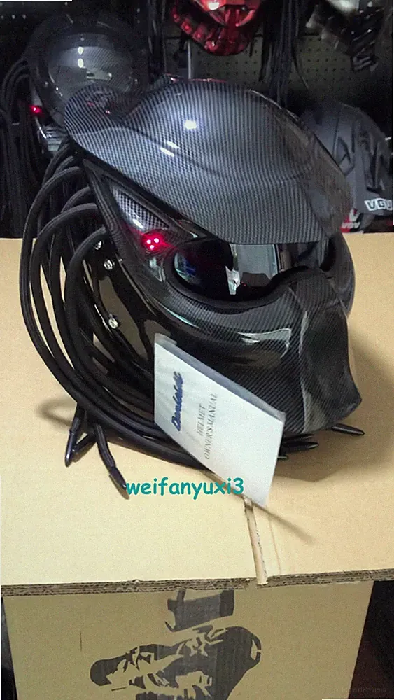 Iron Blood Warrior Helmet Predator Mask Carbon Fibre Motorcycle Headgear Riding