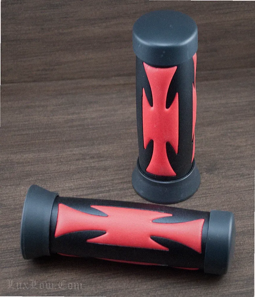Iron Cross Black Red Chopper Bike GRIPS Vintage Schwinn Stingray Cruiser Bicycle
