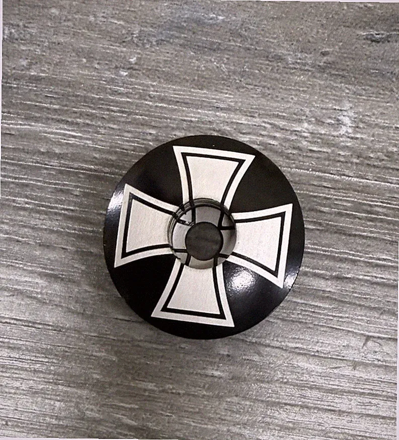 Iron Cross Chopper Bicycle Headset Top Cap 1 1/8" Black Stem Cap Bike BMX