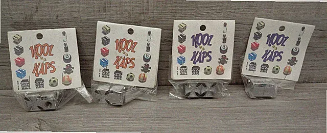 Iron Cross Valve Stem Dust Cover, Truck Car Motorcycle Bike - Four (4) PAIR