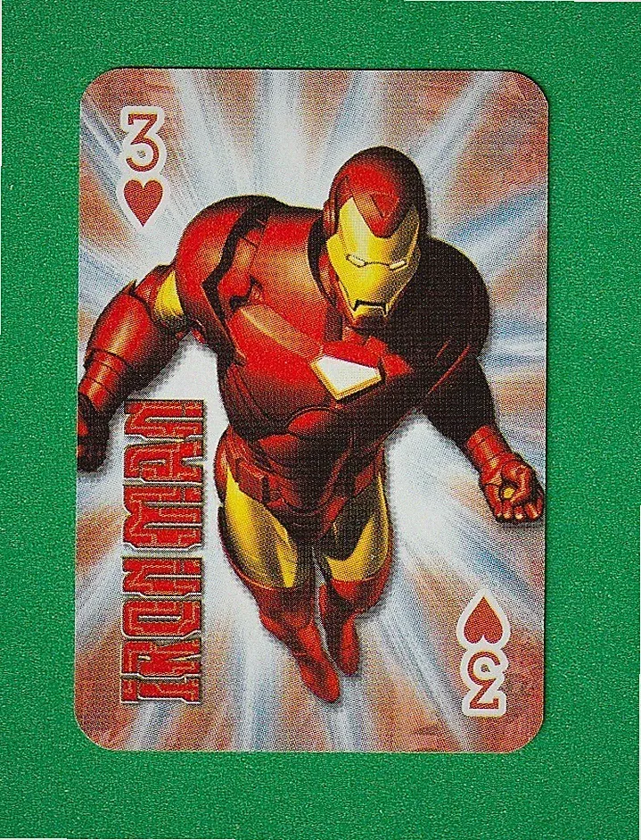IRON MAN 2006 Bicycle Marvel Heroes Mini Playing Card #3 Hearts Wolverine Back*