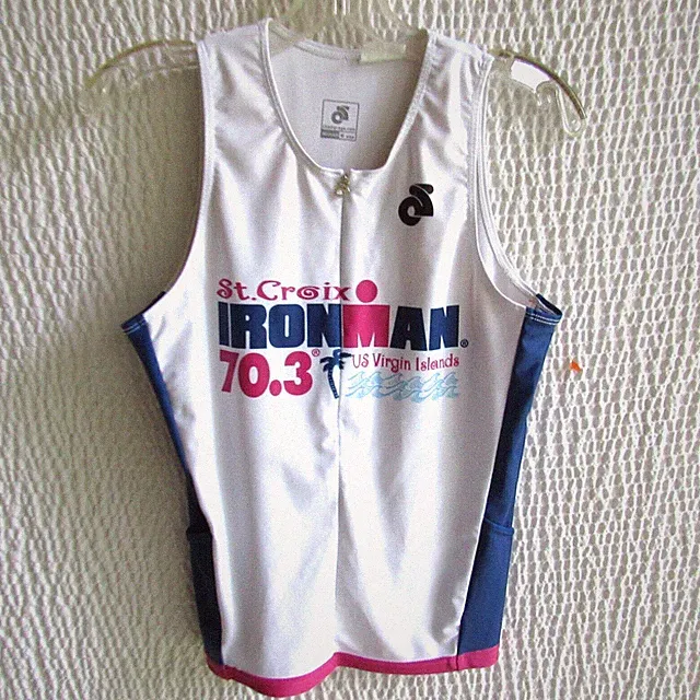Iron Man St Croix Top US Virgin Islands Womens M Sleeveless Bike Running Swim