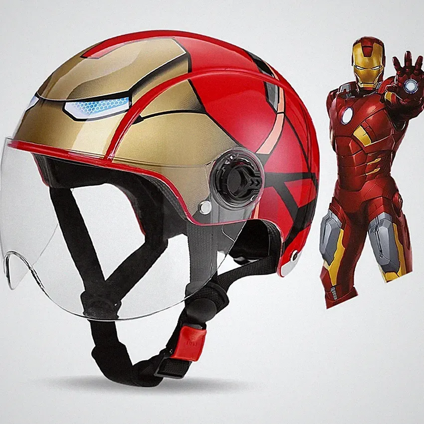 Kid's Iron Man Cycling Helmet Electric Bicycle ABS Safety Helmet Protective Mask