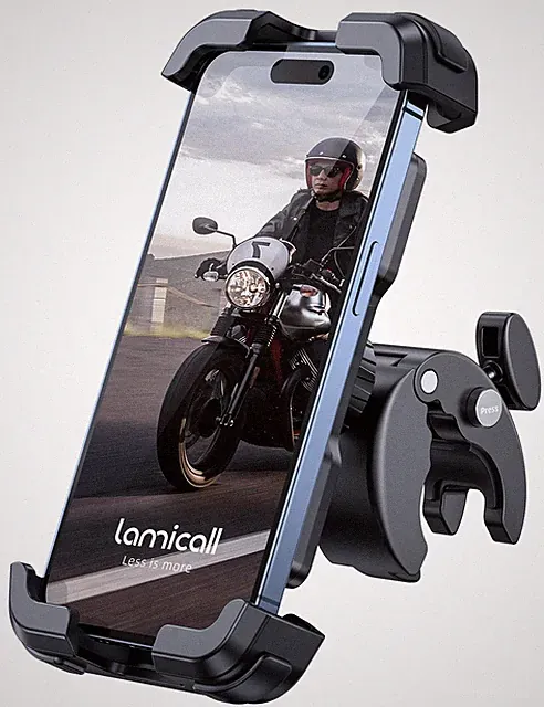 Lamicall Motorcycle Phone Mount, Bike Holder - [Metal Lock] Black