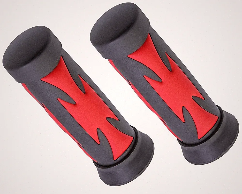 Lowrider Bicycle Iron Cross Bike Grips 7/8" 135mm Black/Red Cruiser BMX Chopper.