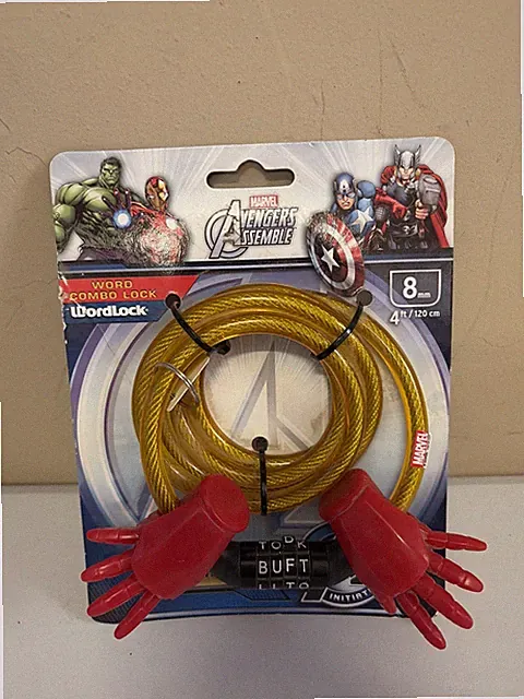Marvel Avengers Iron Man Word Combo Bicycle Lock - 4 ft. Wordlock - NEW
