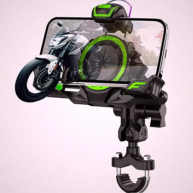 Motorcycle Phone Mount Holder，Bicycle Phone Mount,Metal Extension Arm-Dual Vi...