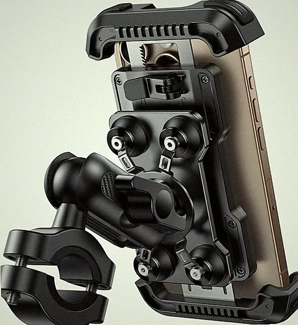 Motorcycle Phone Mount Holder - [Metal Extension Arm] [Dual Vibration