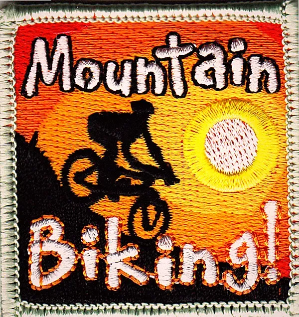 MOUNTAIN BIKING Iron On Patch Bicycle Cycling Sports Games