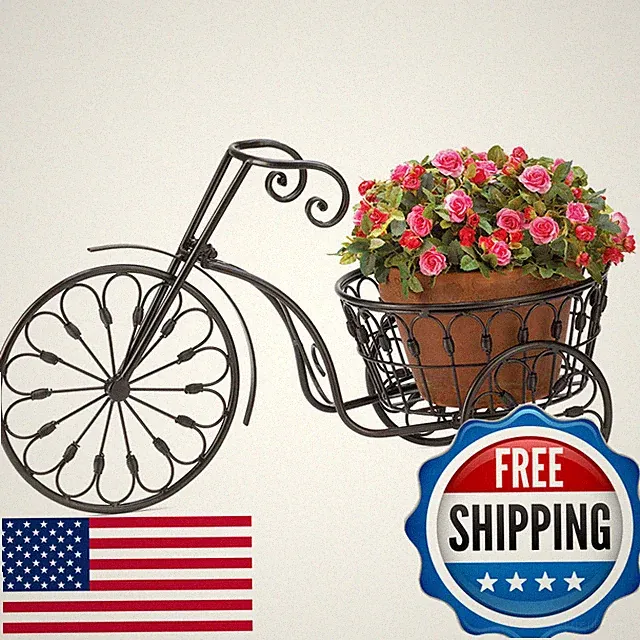 New Iron Bicycle Plant Flower Stand Pot Home Garden Patio Indoor Outdoor Decor