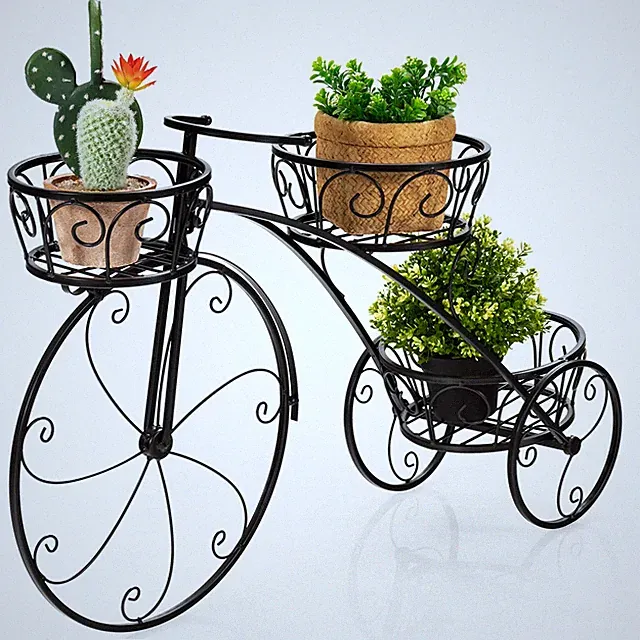 Officejoy Bicycle Planter Flower Pot Stand 3 Decorative Wheels 3 Collection