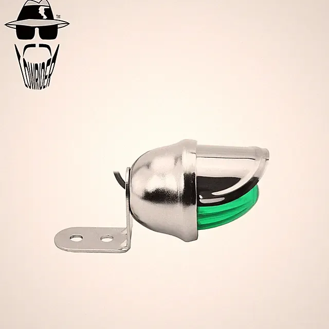 ORIGINAL LOWRIDER Mini Bee Light Chrome Green Lens Bullet Cruiser Bicycle Light.