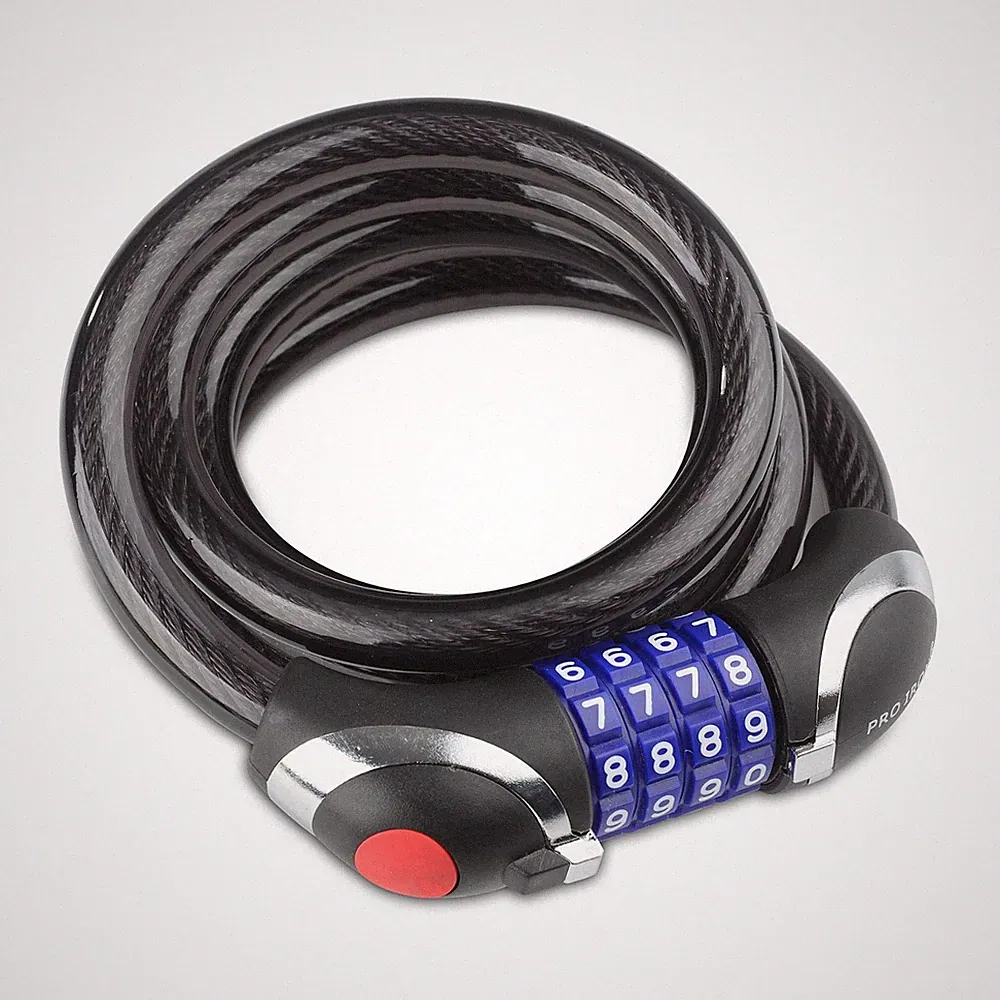 PRO IRON BIKE BICYCLE SECURITY CABLE LOCK W/ LED LIGHT COMBO COMBINATION LOCKING