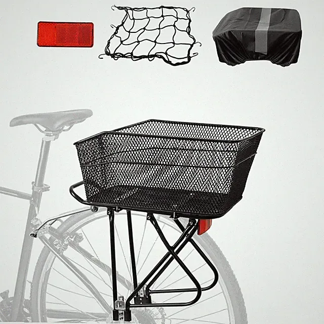 Rear Bike Rack with Basket, Aluminum Alloy Bike Back Rack, Universal Bicycle