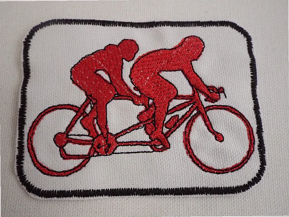 Tandem Bicycle Embroidered Iron-on Patch