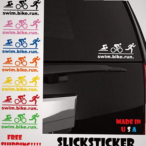 Triathlon swim bike run sticker, run half marathon, Ultra runner, Iron Man, Race