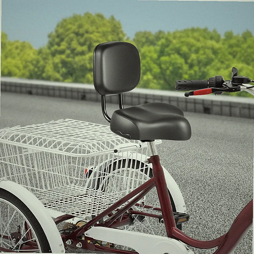 Tricycle Bicycle Saddle Seat Pad With Back Rest E-Bike Mountain Comfort Black