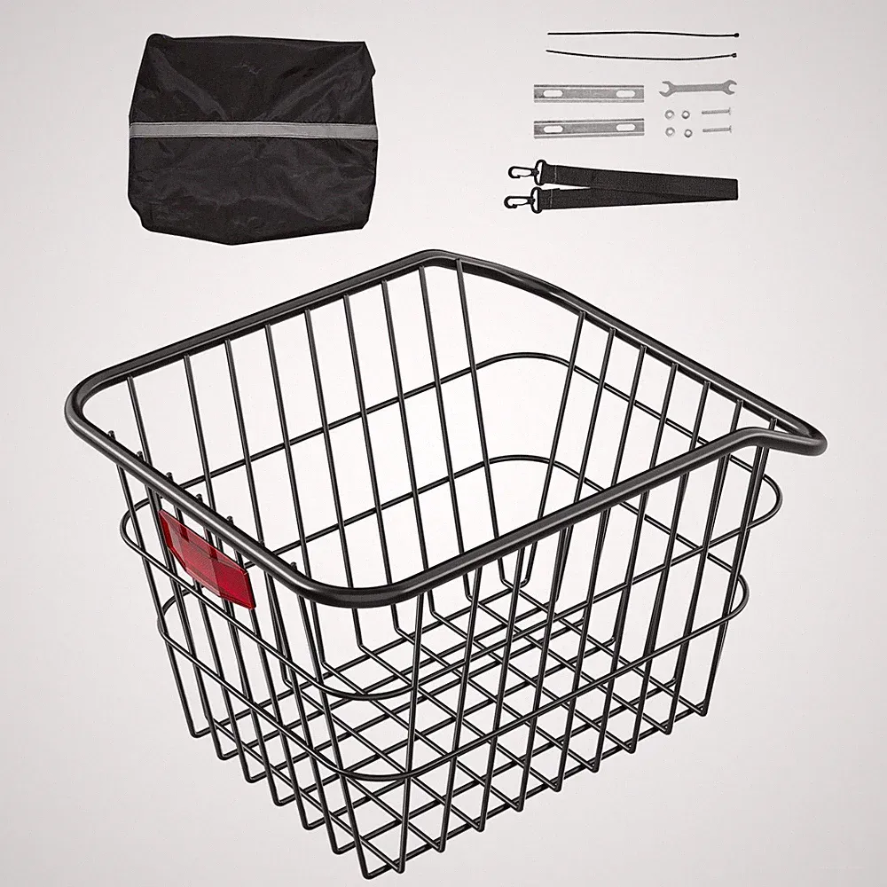 Uimoso Rear Bike Basket Metal Wire Bicycle Basket Reflective Tail Light Cover