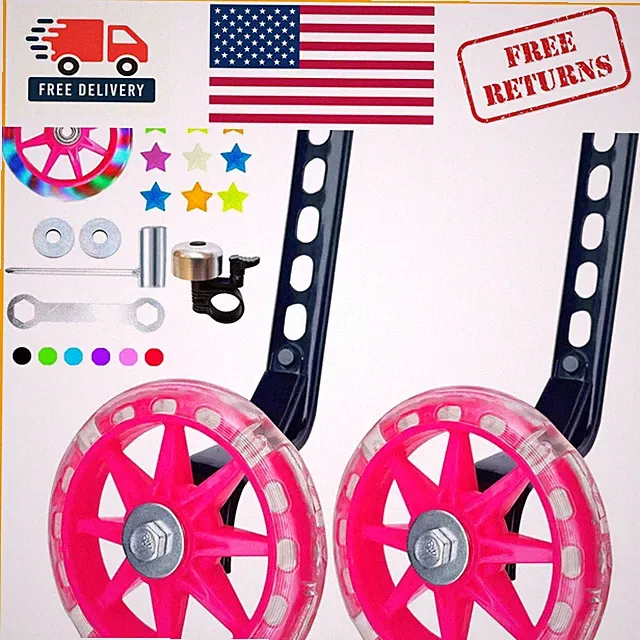 Universal Fit Kids Bicycle Training Wheels in Vibrant Bright Rose, A Safe Choice