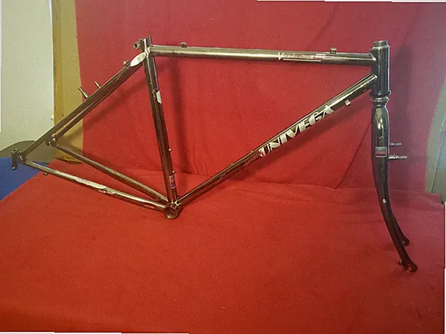 Vintage 1990 Univega Via Carisma Black Chrome Hybrid Gravel Bike Frame & Fork