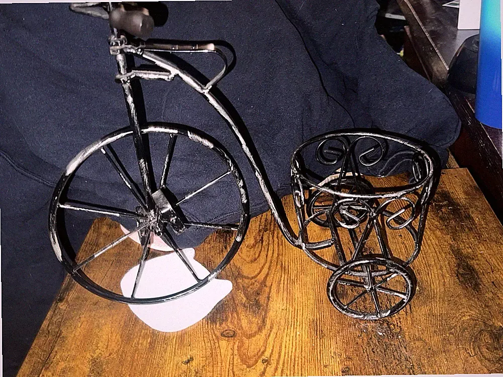 Vintage Black Wrought Iron Bicycle Planter, 12 X 14”, Indoor/outdoor Holds 1 Pot