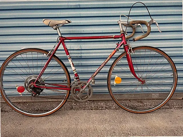 Vintage Peugeot Touring Bike - Red Steel 54cm Frame - 27 in Wheel - 10 Speed