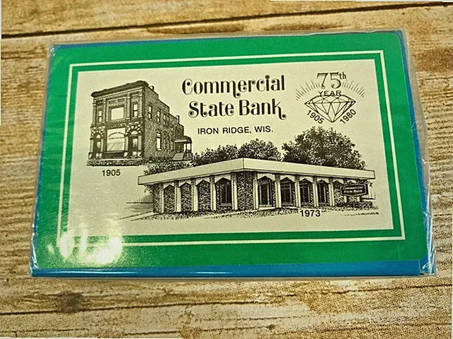 VINTAGE PLAYING CARDS IRON RIDGE WIS. COMMERCIAL STATE BANK 75TH ANNIVERSARY